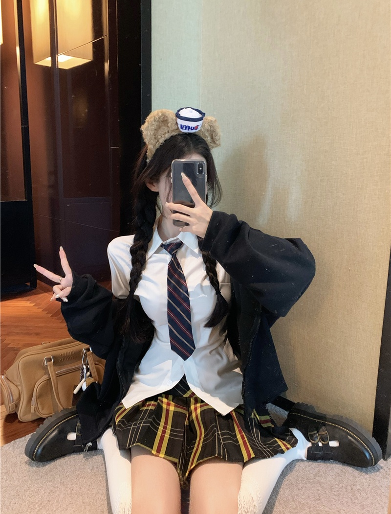 Pinched waist skirt spicegirl cardigan 3pcs set for women