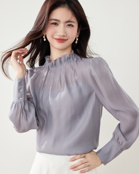 Cstand collar temperament pullover shirt fashion spring retro tops