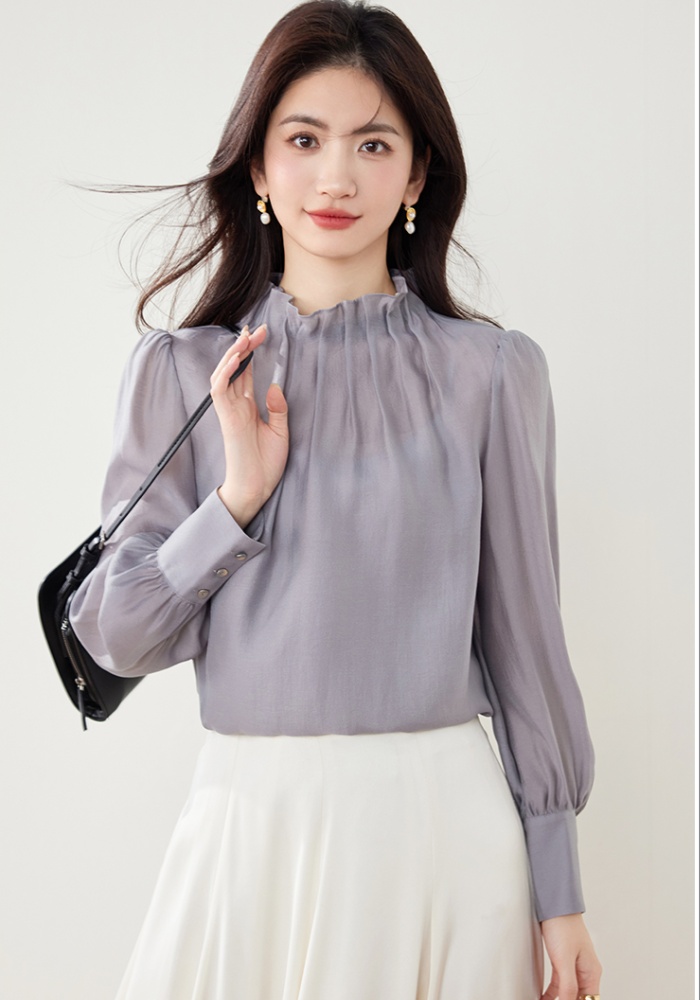 Cstand collar temperament pullover shirt fashion spring retro tops