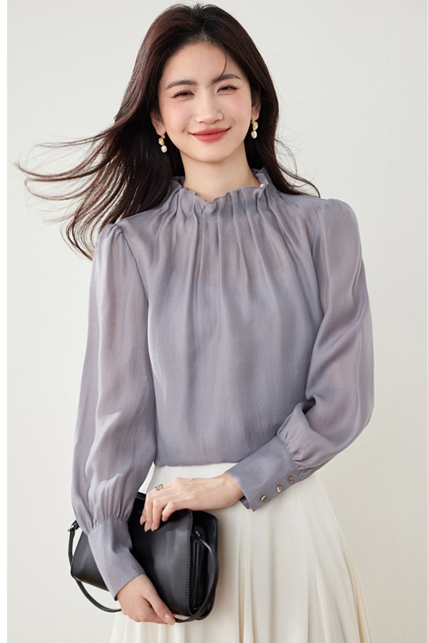 Cstand collar temperament pullover shirt fashion spring retro tops