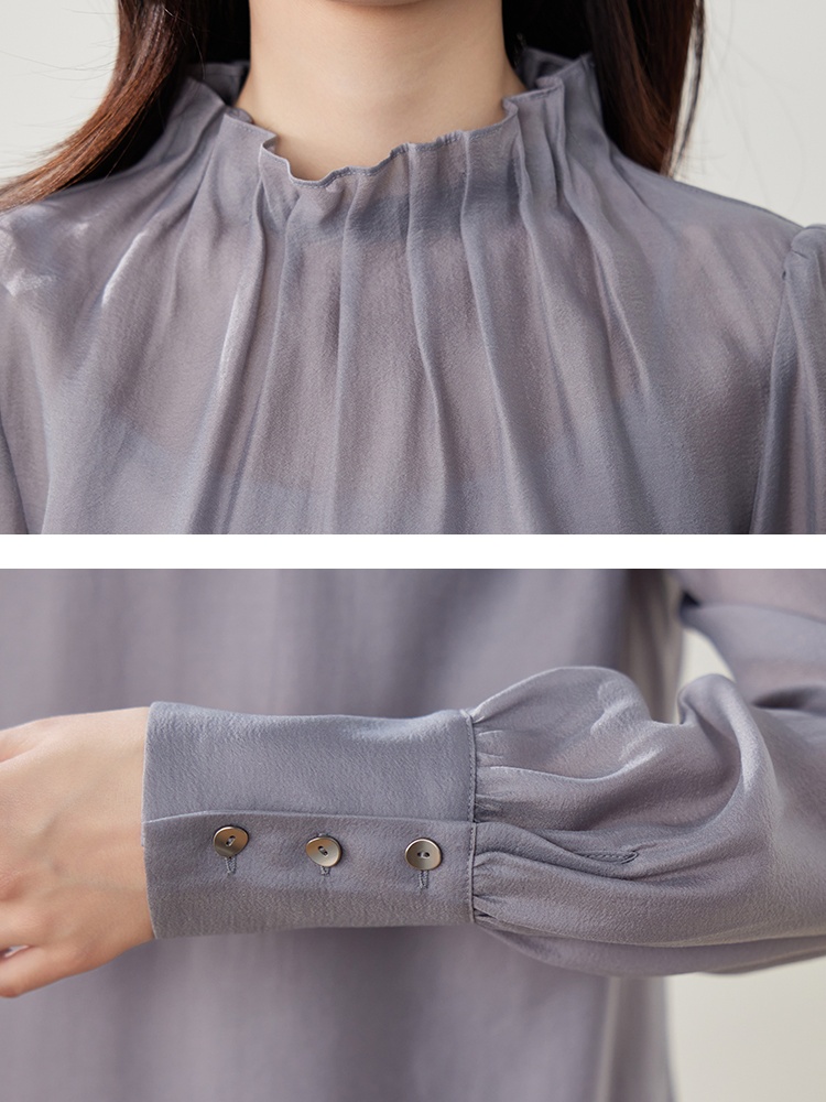 Cstand collar temperament pullover shirt fashion spring retro tops