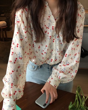Spring floral tops long sleeve shirt for women