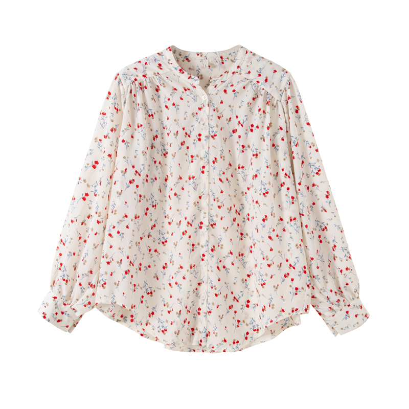 Spring floral tops long sleeve shirt for women