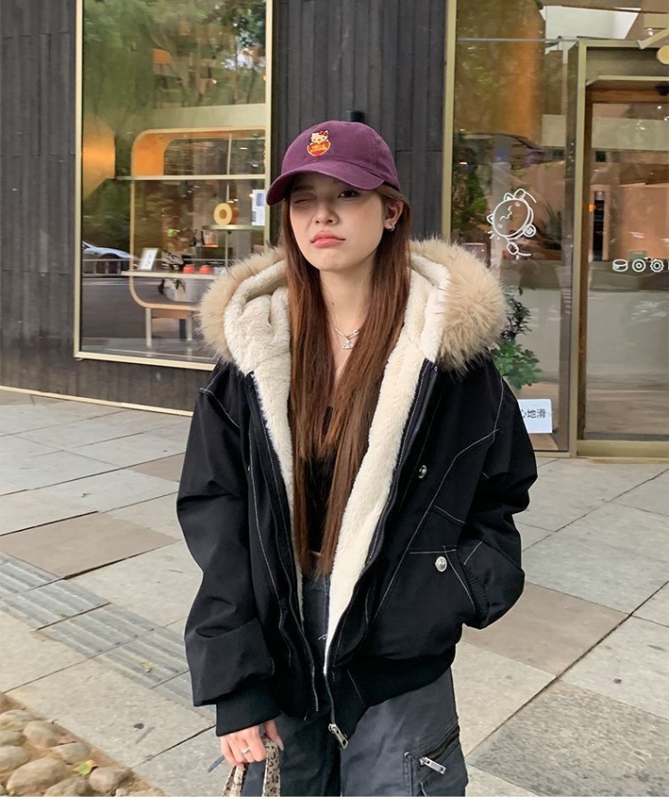 American style fashion coat fur collar winter cotton coat