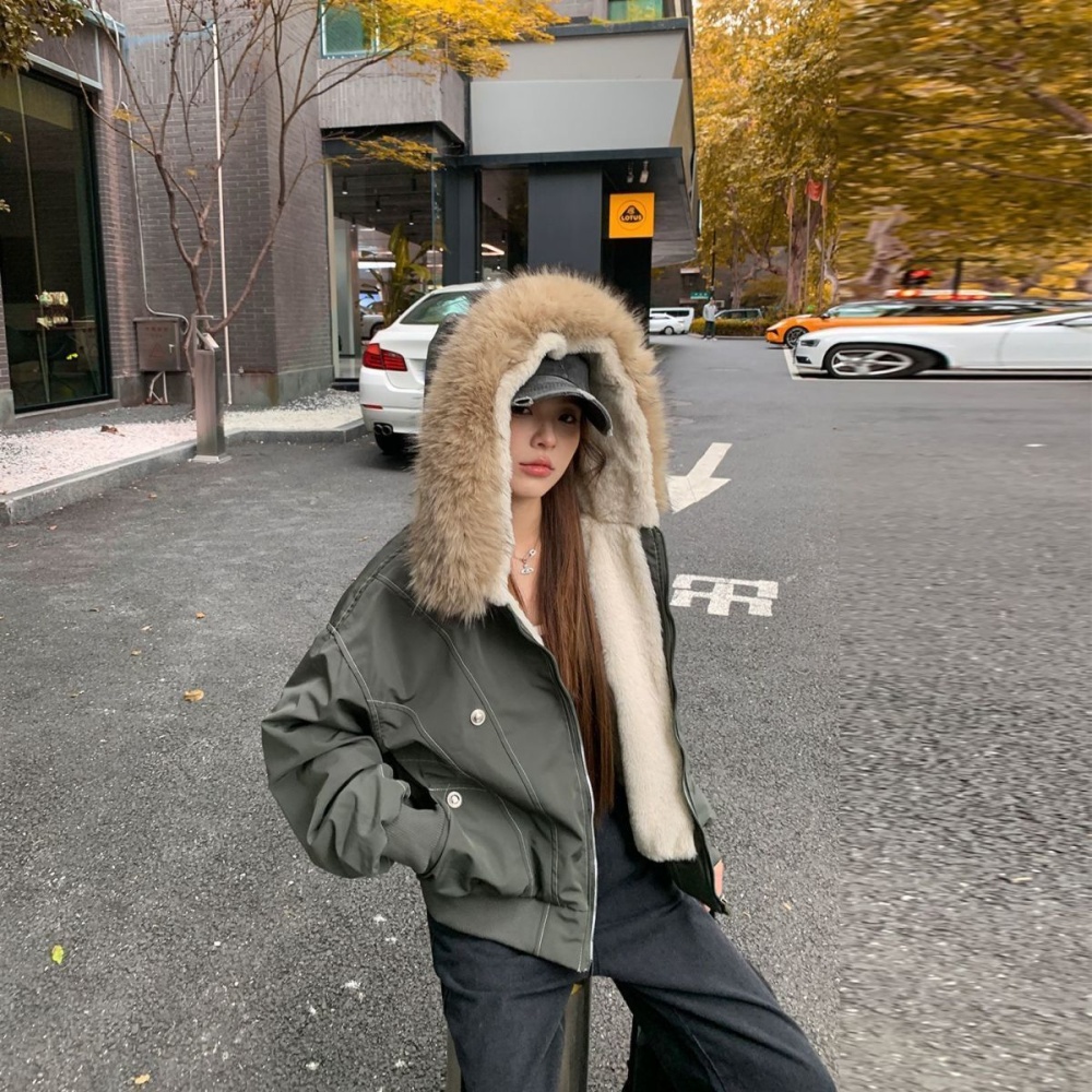American style fashion coat fur collar winter cotton coat