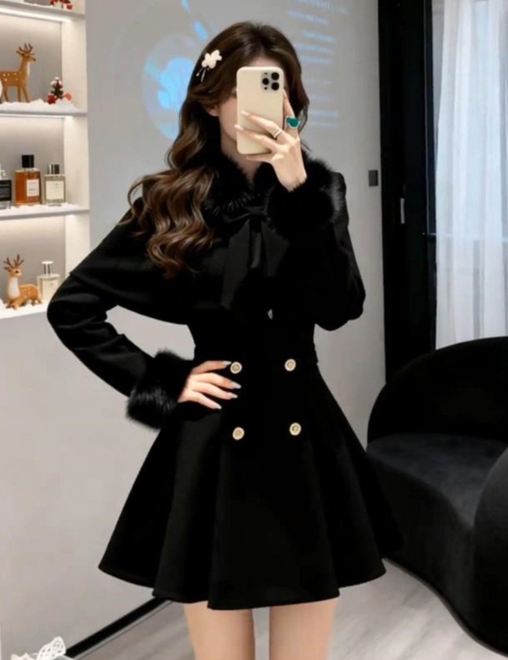 Ladies cloak autumn and winter woolen coat a set for women