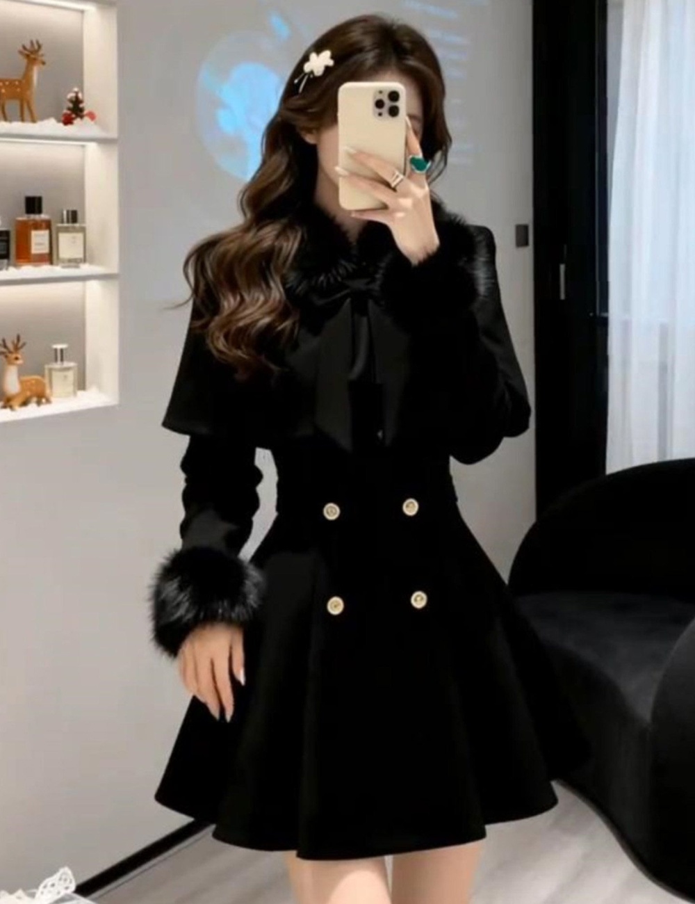 Ladies cloak autumn and winter woolen coat a set for women