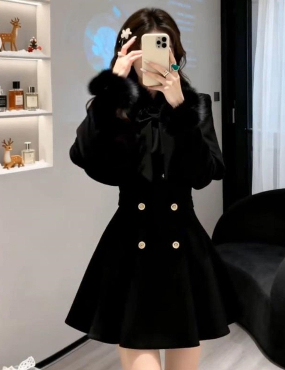 Ladies cloak autumn and winter woolen coat a set for women