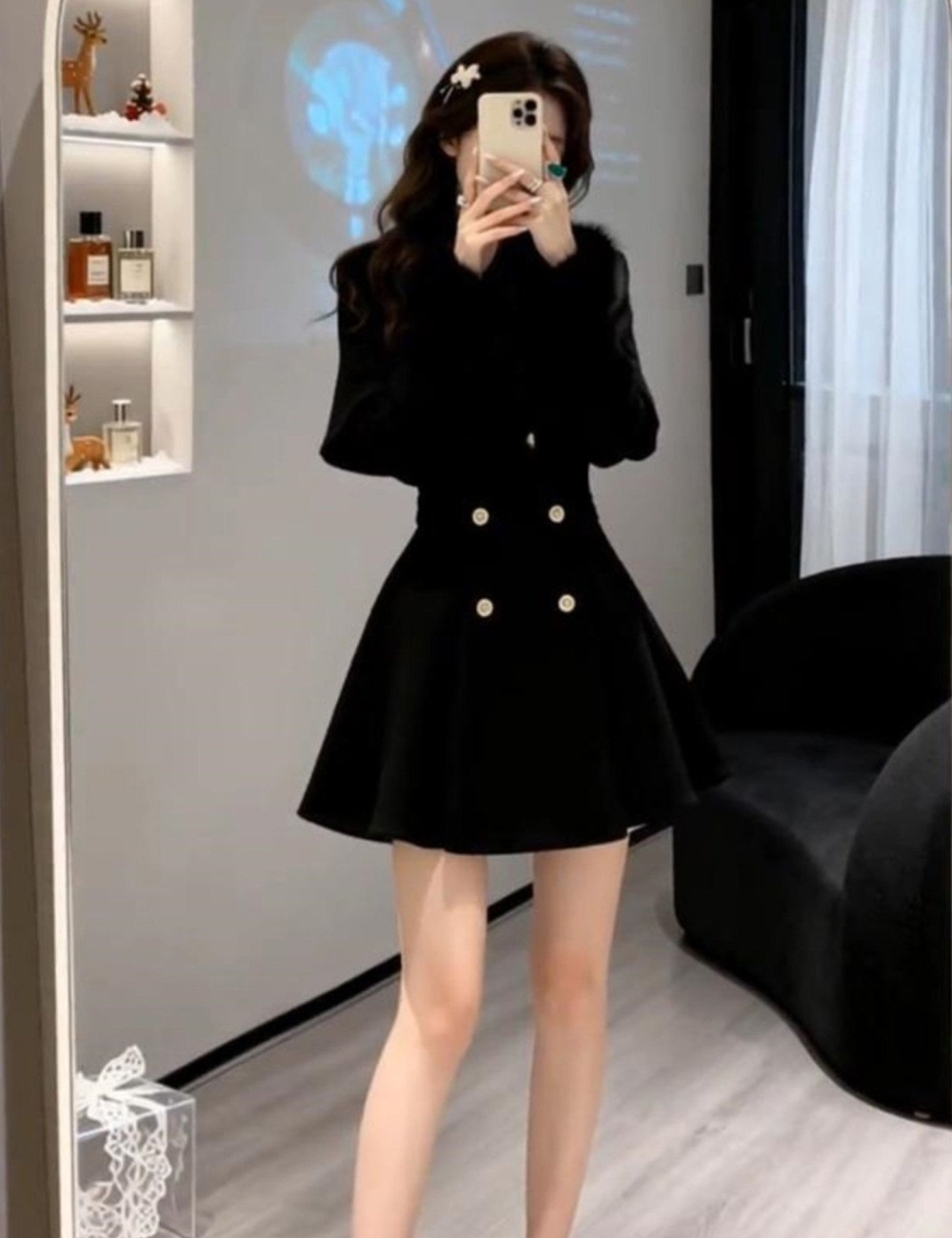 Ladies cloak autumn and winter woolen coat a set for women