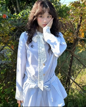 Autumn stripe shirt college style dress for women