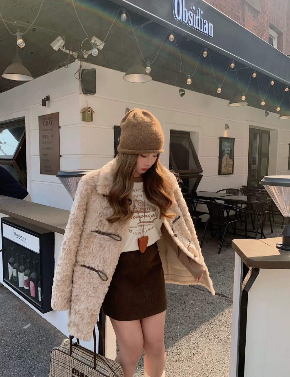 Long sleeve fur coat thermal coat for women