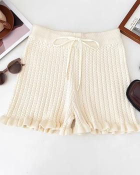 High waist woolen yarn shorts autumn and winter pants