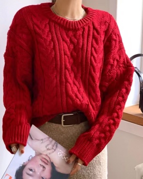 Long sleeve all-match Casual sweater twist thick coat