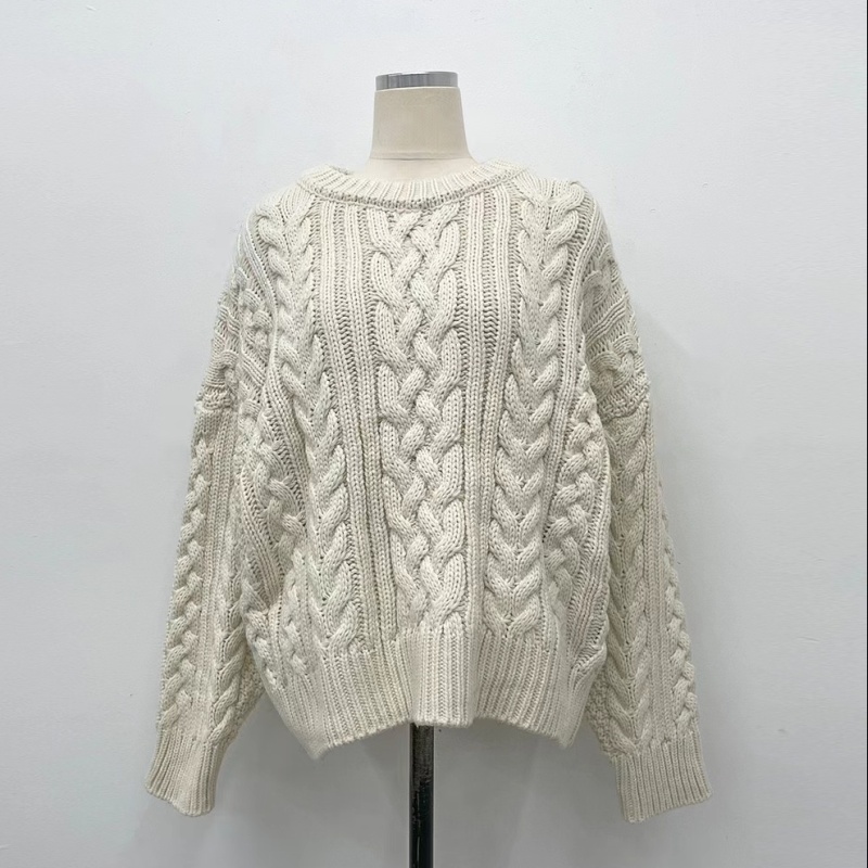 Long sleeve all-match Casual sweater twist thick coat