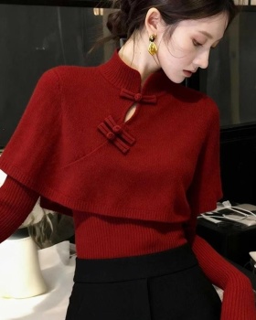 Autumn and winter red tops Chinese style light sweater