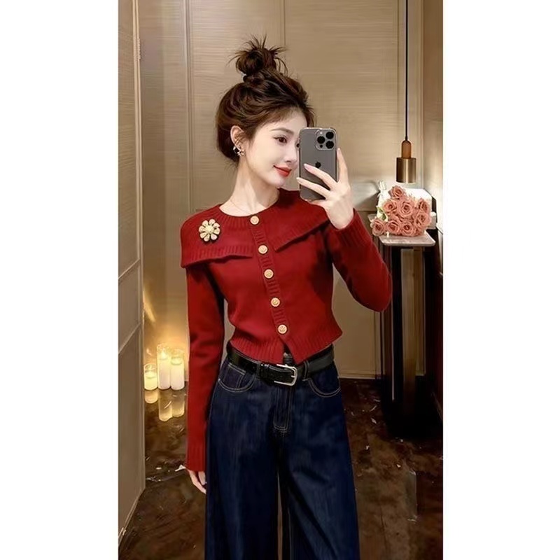 Temperament autumn and winter sweater slim tops for women