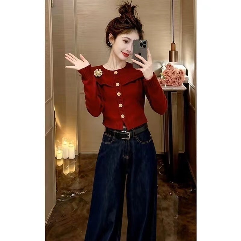 Temperament autumn and winter sweater slim tops for women
