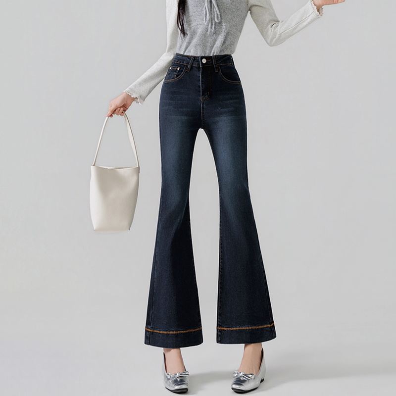 All-match high waist flare pants wide leg jeans for women