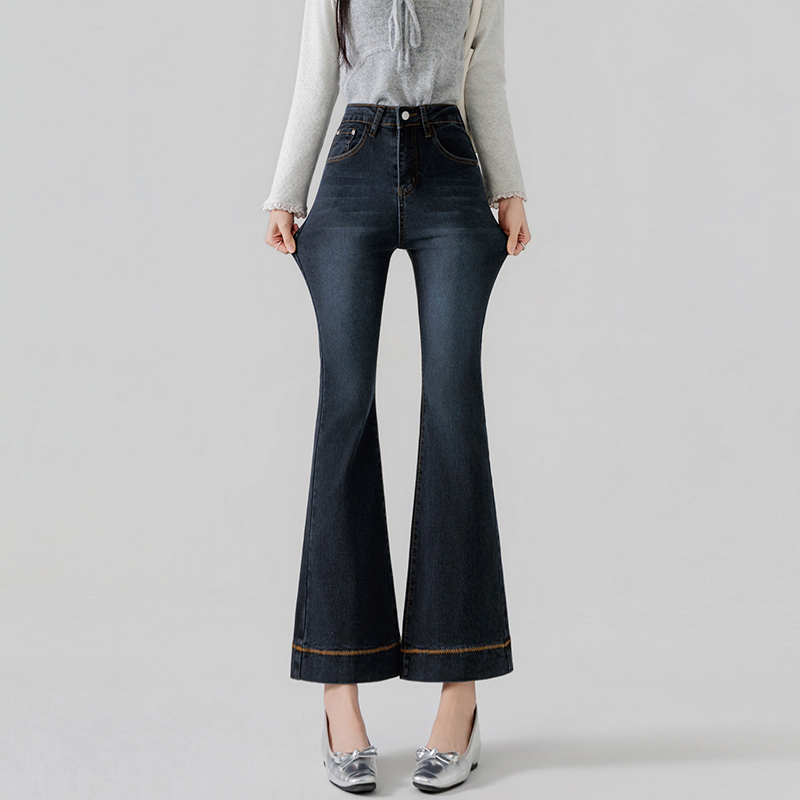 All-match high waist flare pants wide leg jeans for women