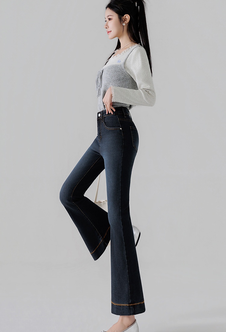 All-match high waist flare pants wide leg jeans for women