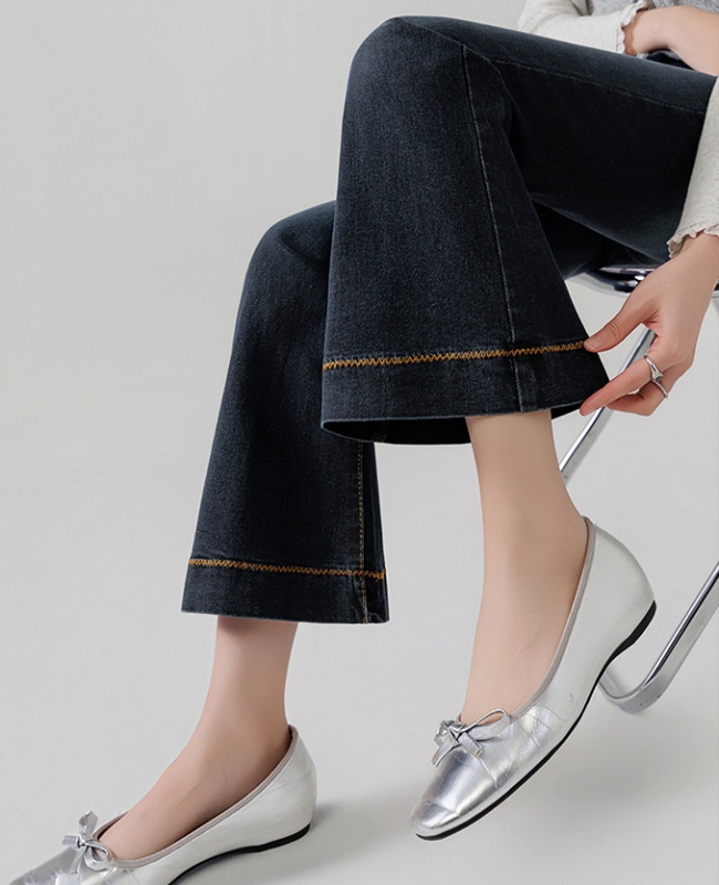 All-match high waist flare pants wide leg jeans for women