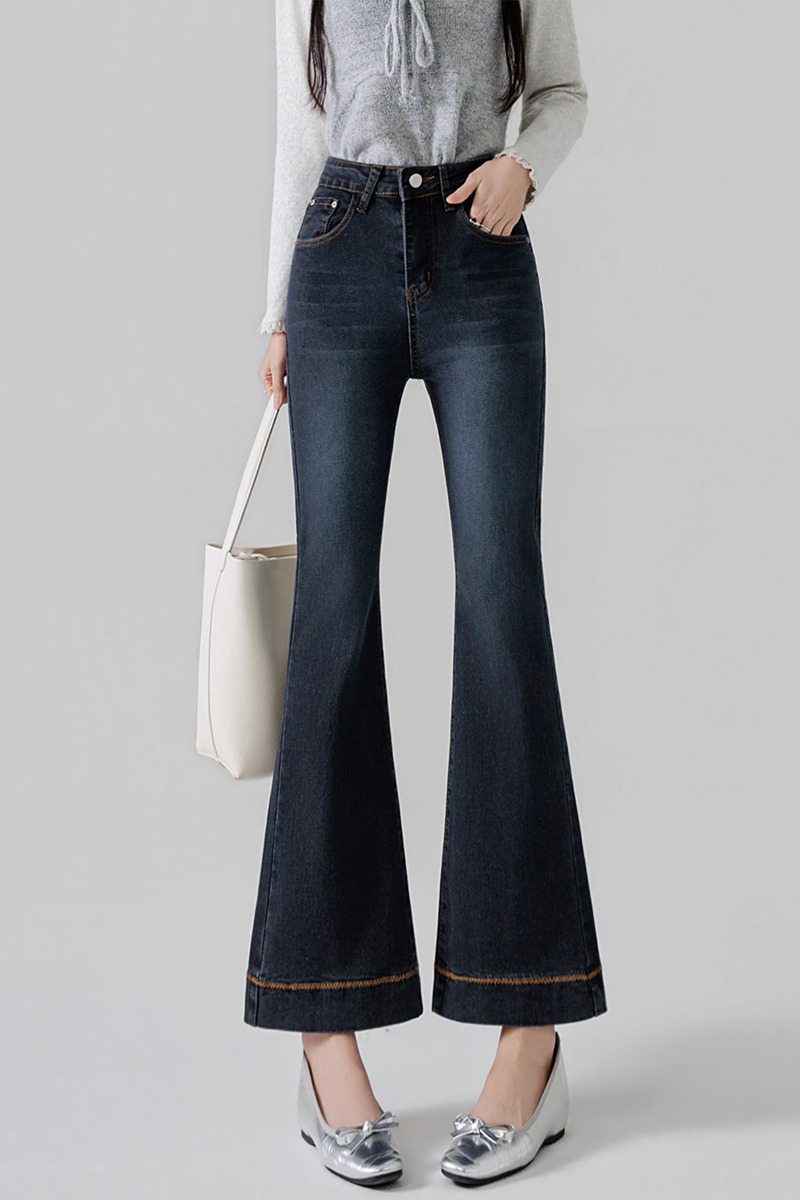 All-match high waist flare pants wide leg jeans for women