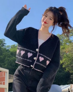 Short cardigan small sweetheart sweater for women