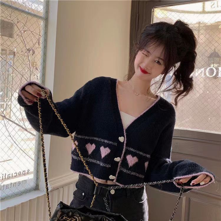 Short cardigan small sweetheart sweater for women