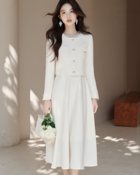 Chanelstyle coat sleeveless dress 2pcs set