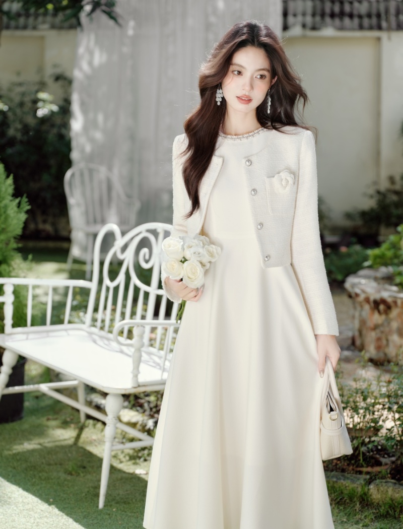 Chanelstyle coat sleeveless dress 2pcs set