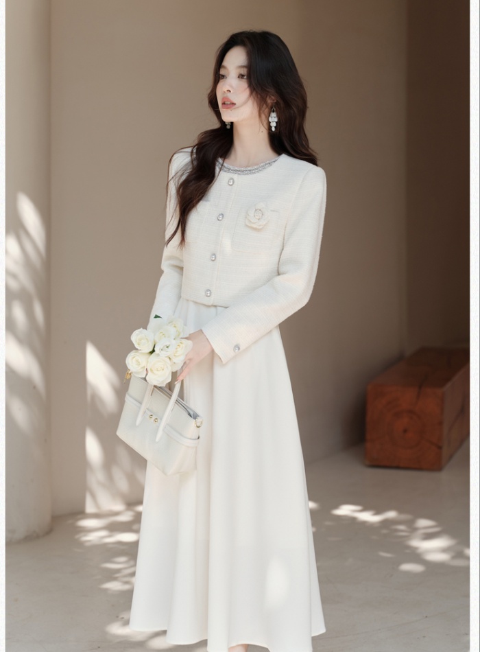 Chanelstyle coat sleeveless dress 2pcs set