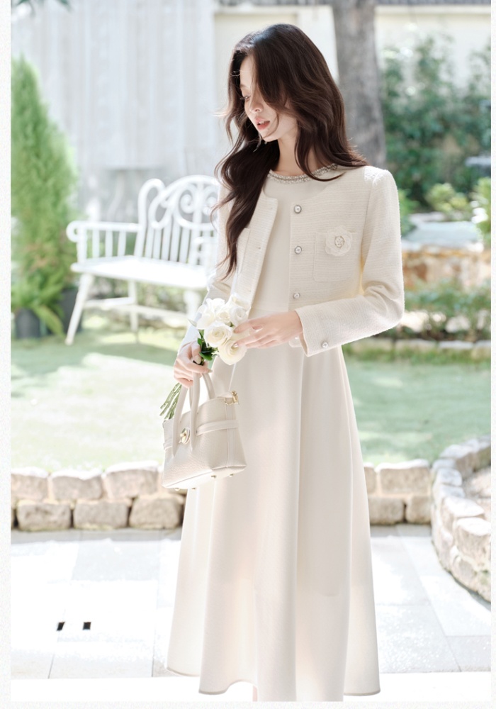 Chanelstyle coat sleeveless dress 2pcs set