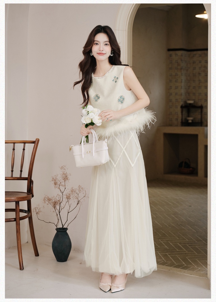 High waist gauze slim skirt sweet lovely long skirt