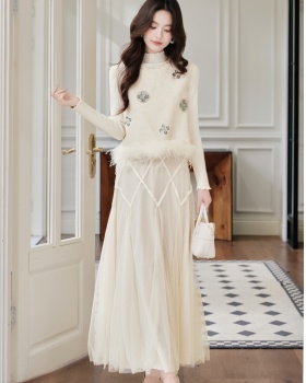 Chanelstyle beading dress embroidery coat 3pcs set