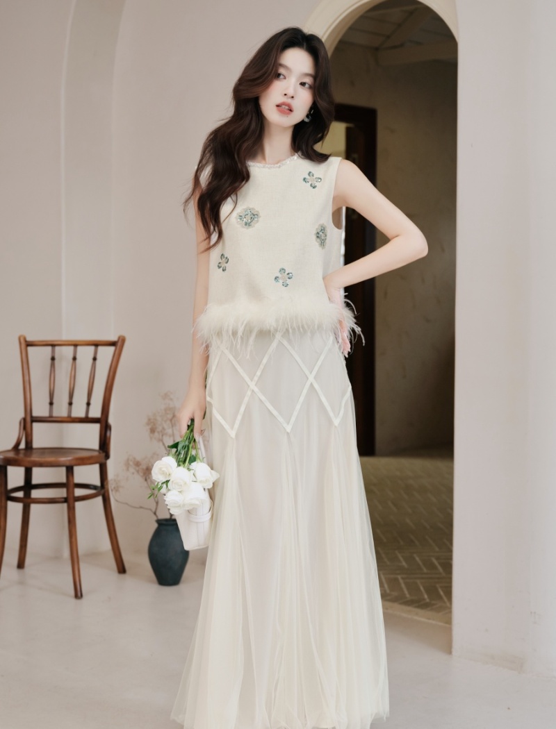 Chanelstyle beading dress embroidery coat 3pcs set