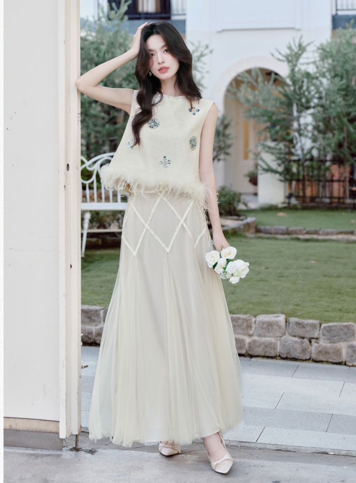 Chanelstyle beading dress embroidery coat 3pcs set