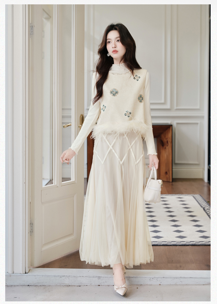 Chanelstyle beading dress embroidery coat 3pcs set