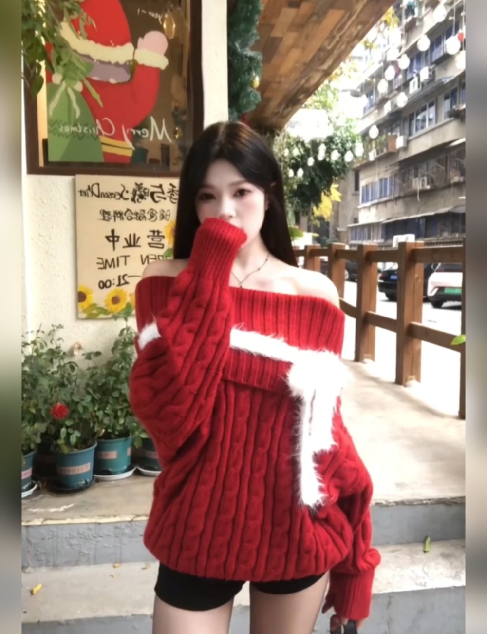 Flat shoulder autumn and winter sweater knitted tops