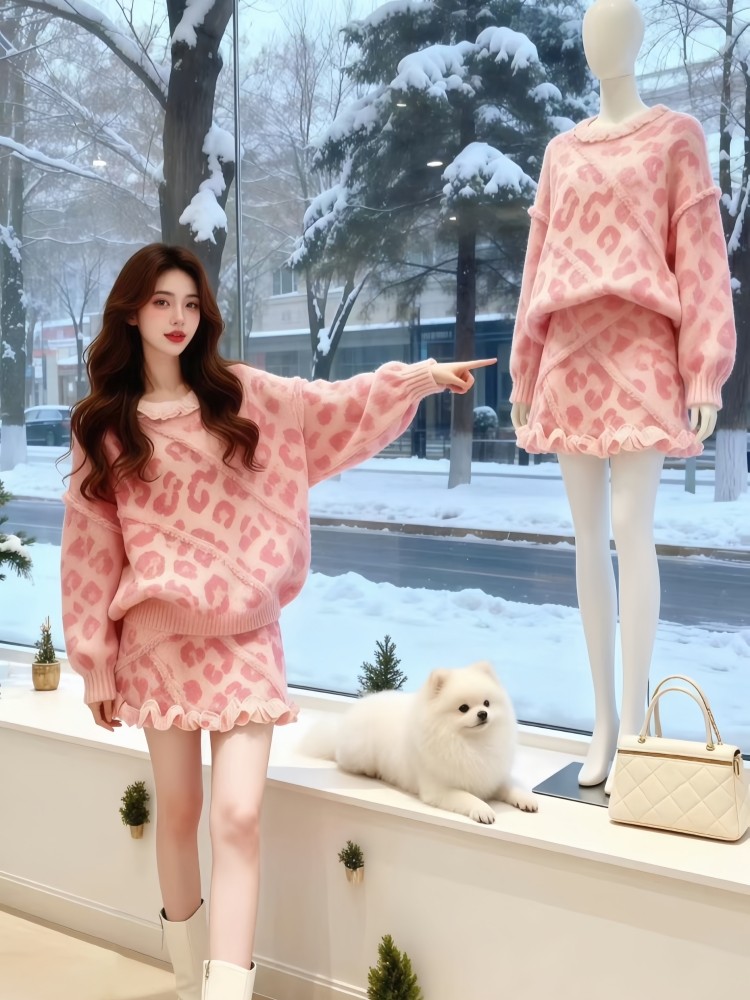 Slim tops autumn and winter skirt a set for women