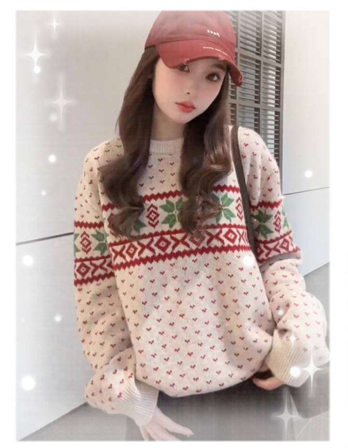 Autumn and winter snowflake christmas sweater for women