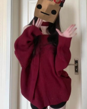 Lazy strapless tops flat shoulder sweater for women