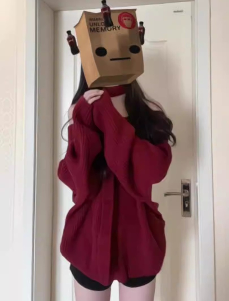 Lazy strapless tops flat shoulder sweater for women