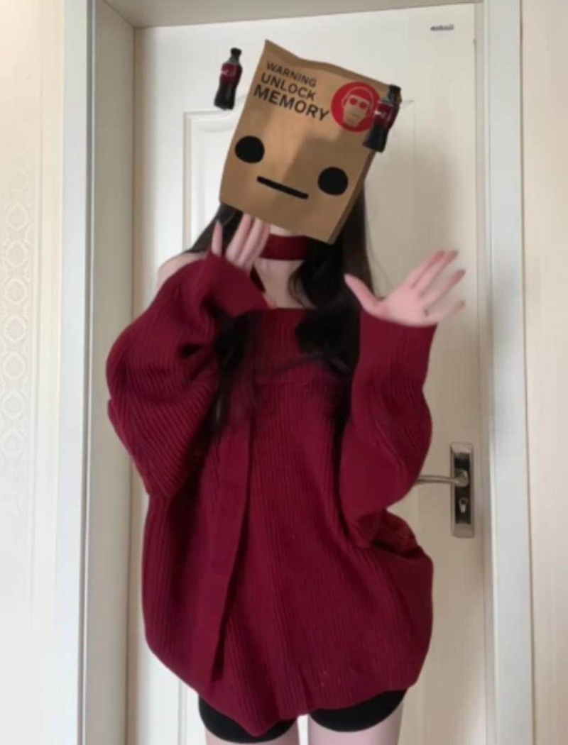 Lazy strapless tops flat shoulder sweater for women