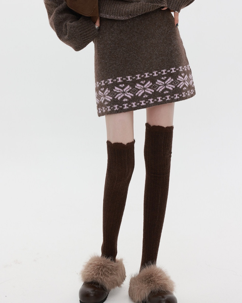 Knitted sweater short skirt 2pcs set for women