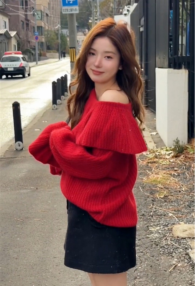 Christmas lazy winter red sweater