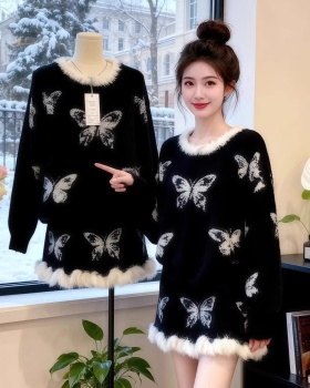 Burr unique short skirt knitted tops a set for women