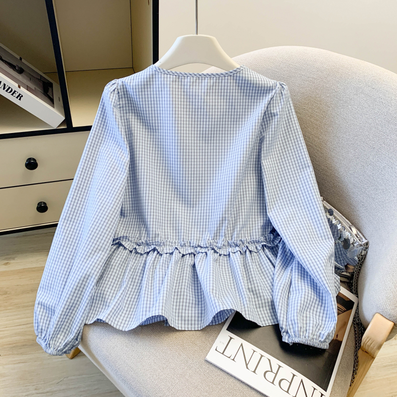 Long sleeve temperament retro shirt bandage bow tops