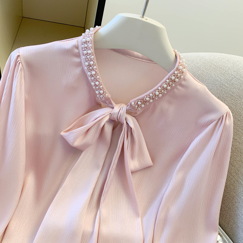Chiffon spring fashion satin shirt for women