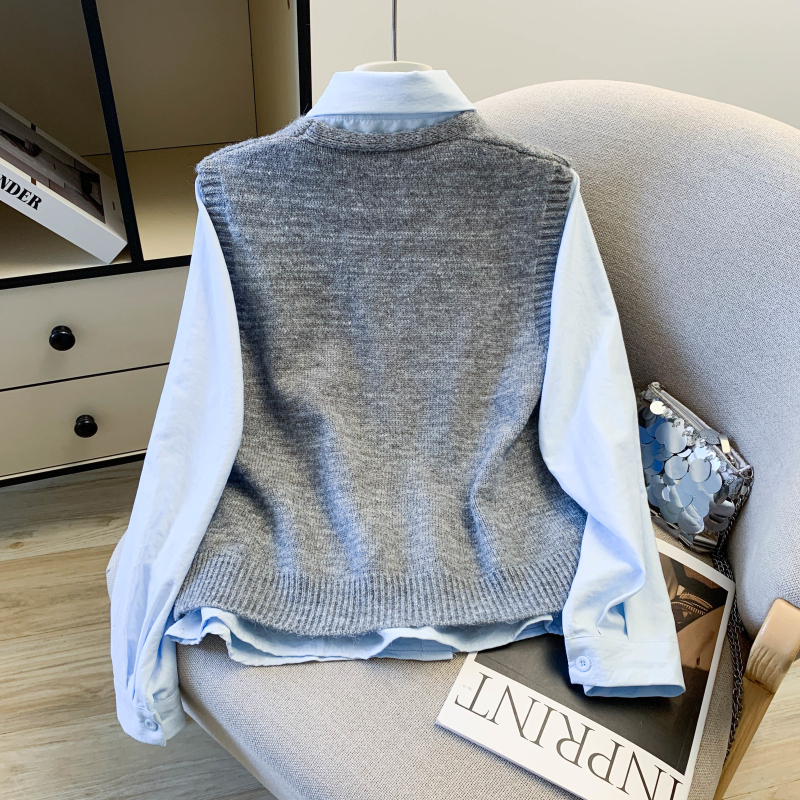 Pony long sleeve waistcoat spring shirt 3pcs set for women