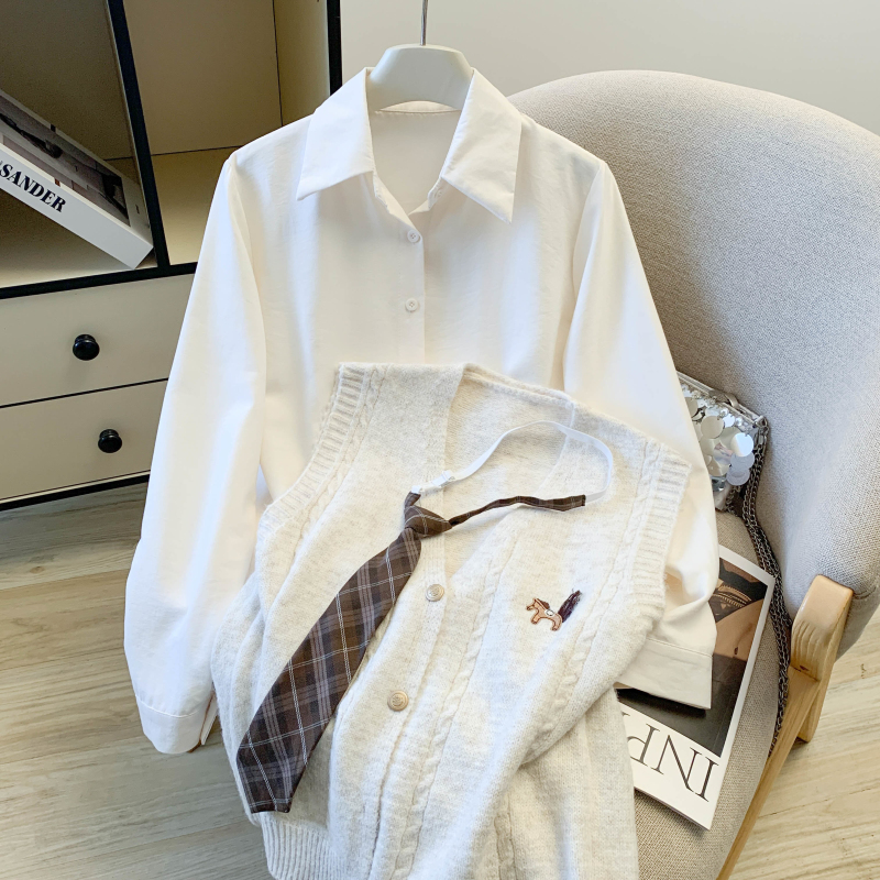Pony long sleeve waistcoat spring shirt 3pcs set for women